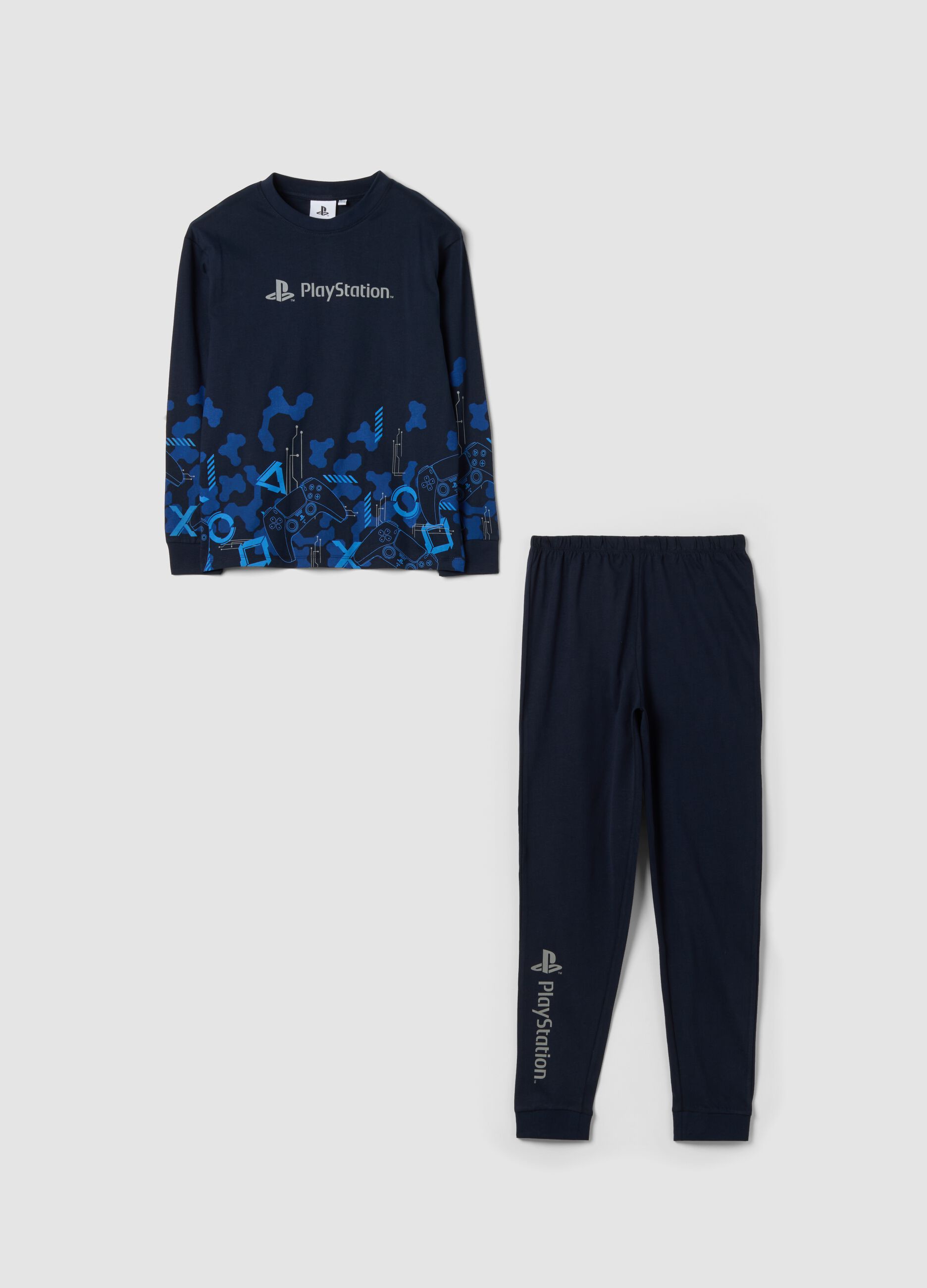 Blue organic cotton PlayStation print pyjamas