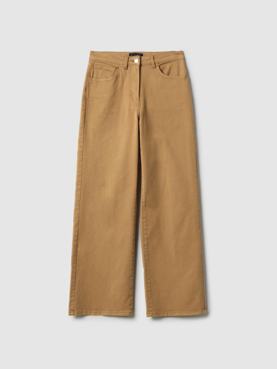 Straight Brown Stretch Cotton Chino Trousers_4