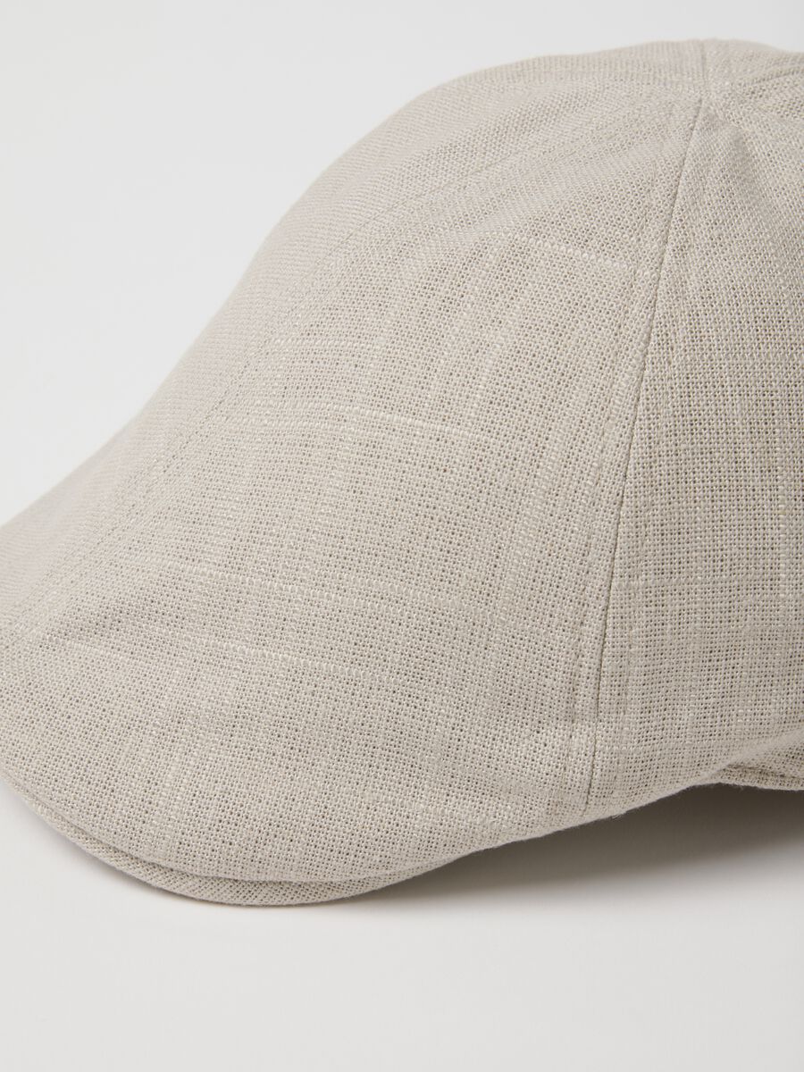 Flat cap in mixed Lyocell, viscose and beige linen_2