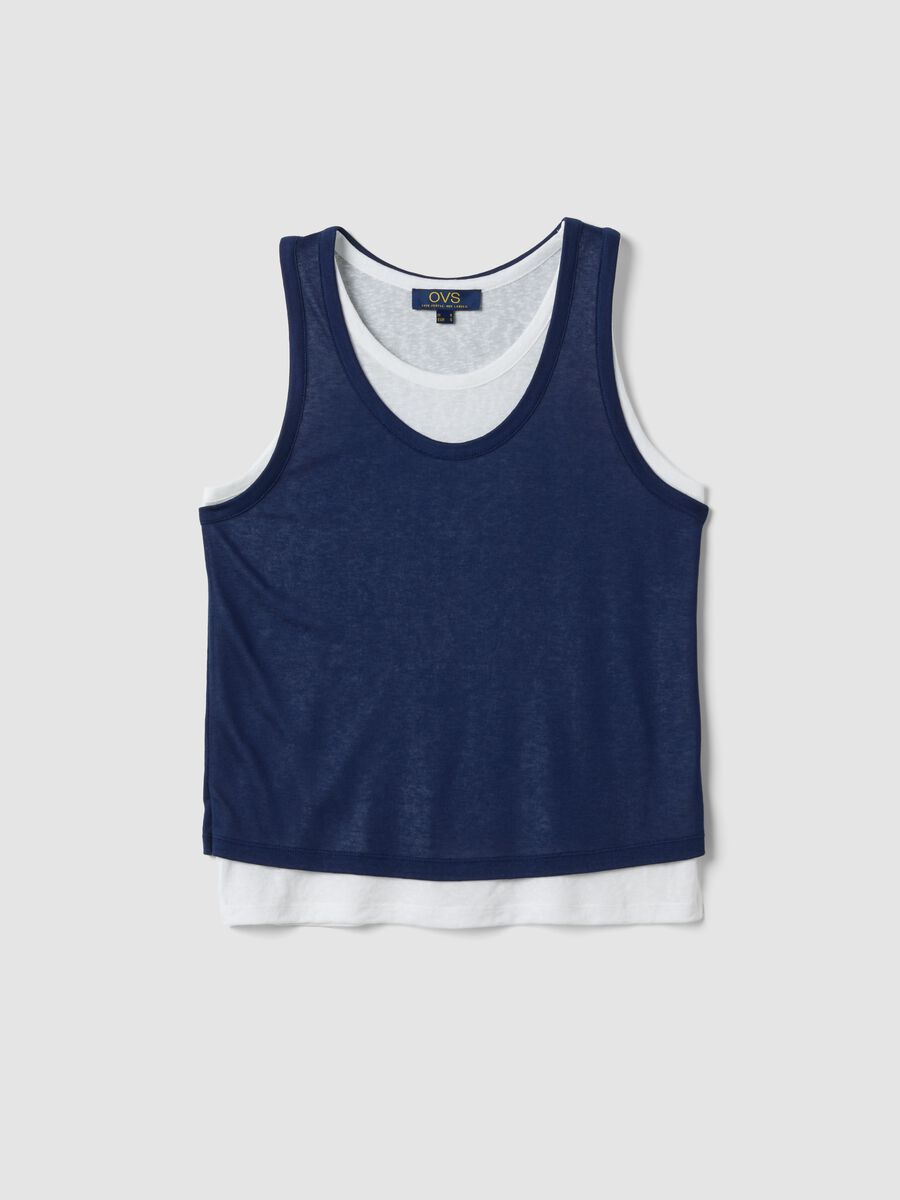 Blue viscose-blend regular-fit tank top_4