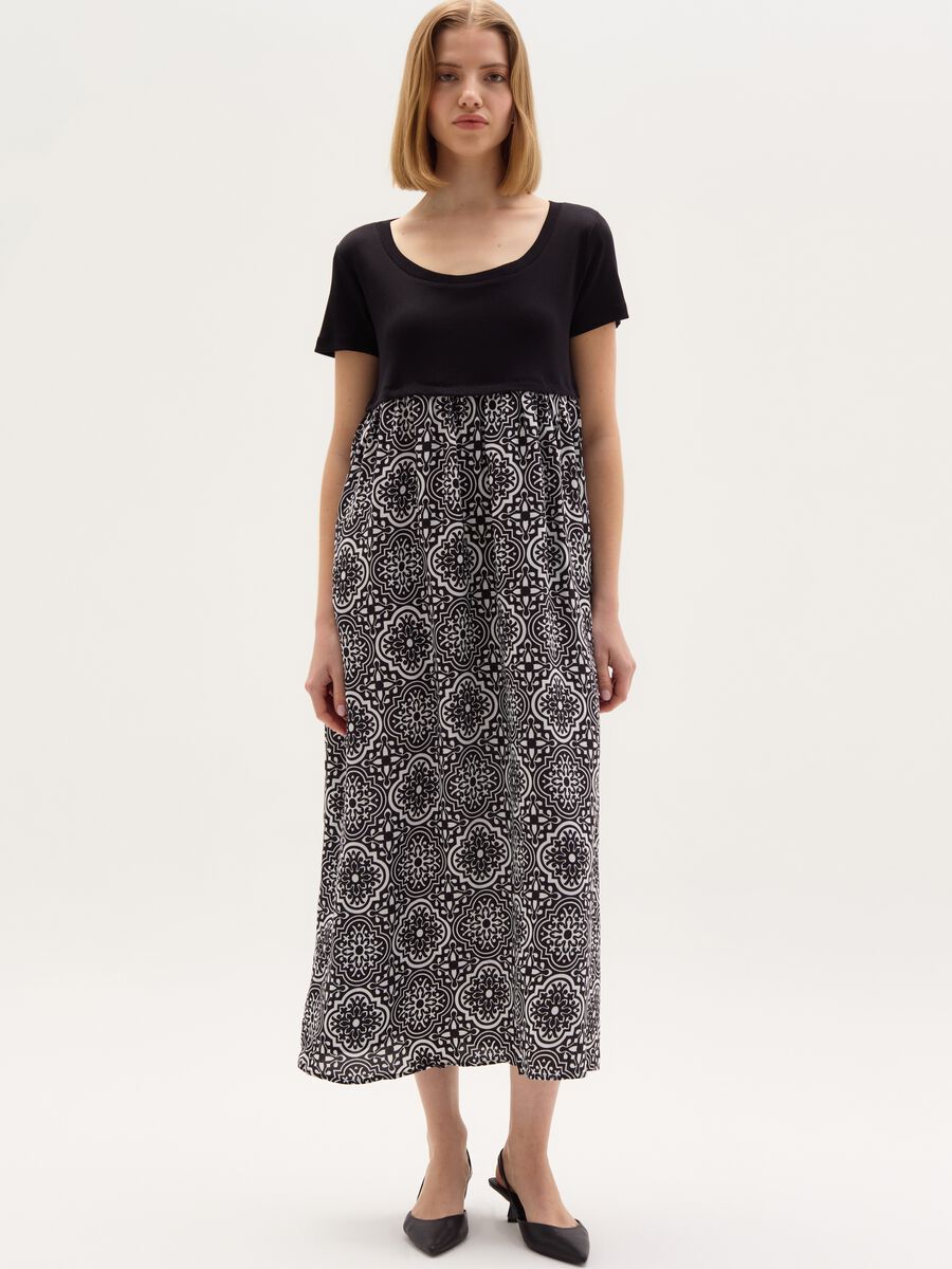 Long maternity dress with printed skirt_1