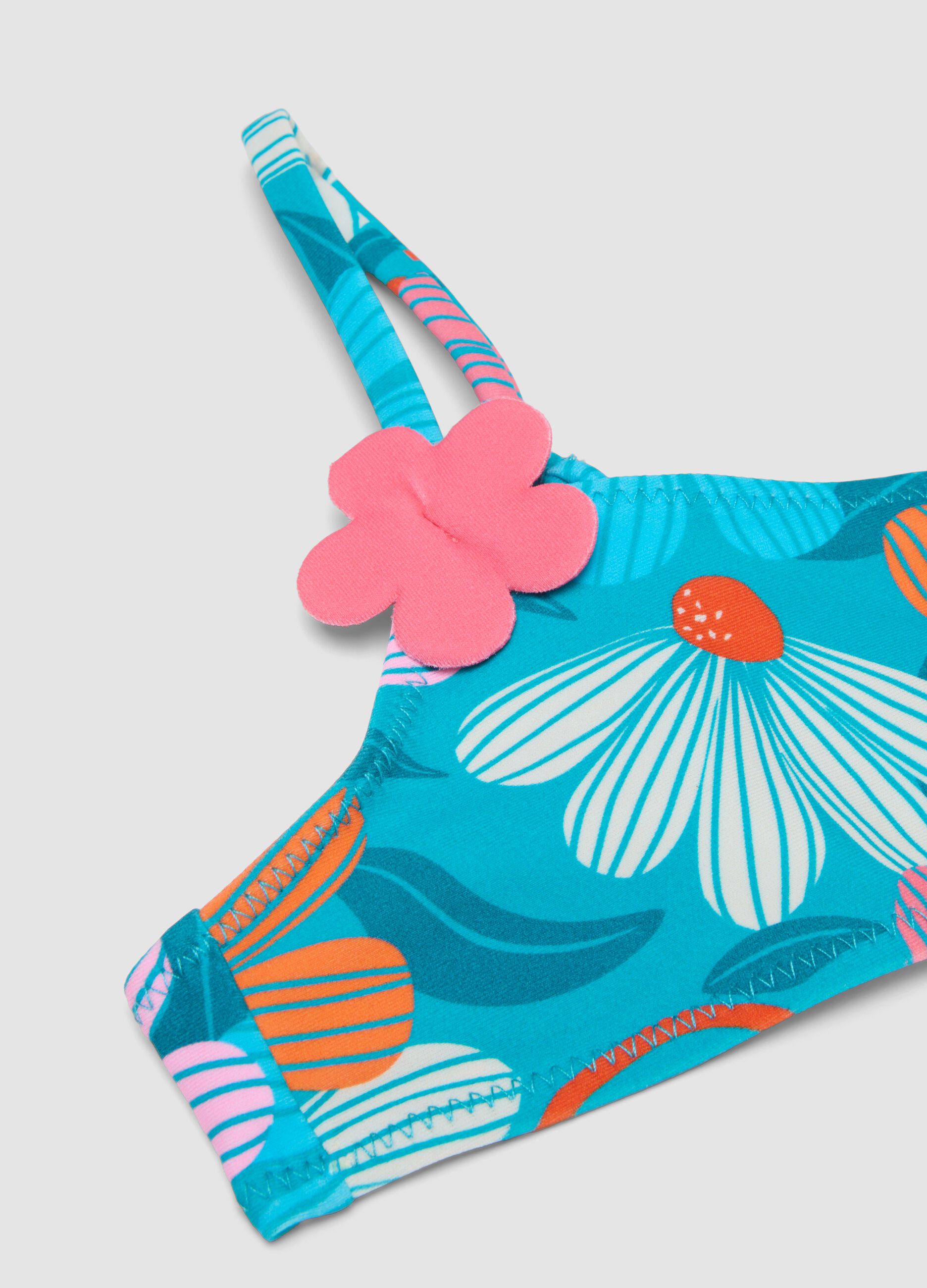 Bikini multicolor con stampa floreale per bambina