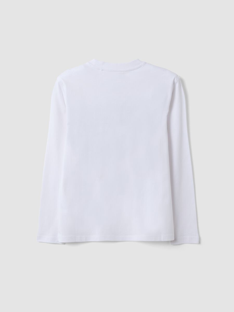 T-shirt bianca in puro cotone organico con scritta "Good Game" per ragazzo_2