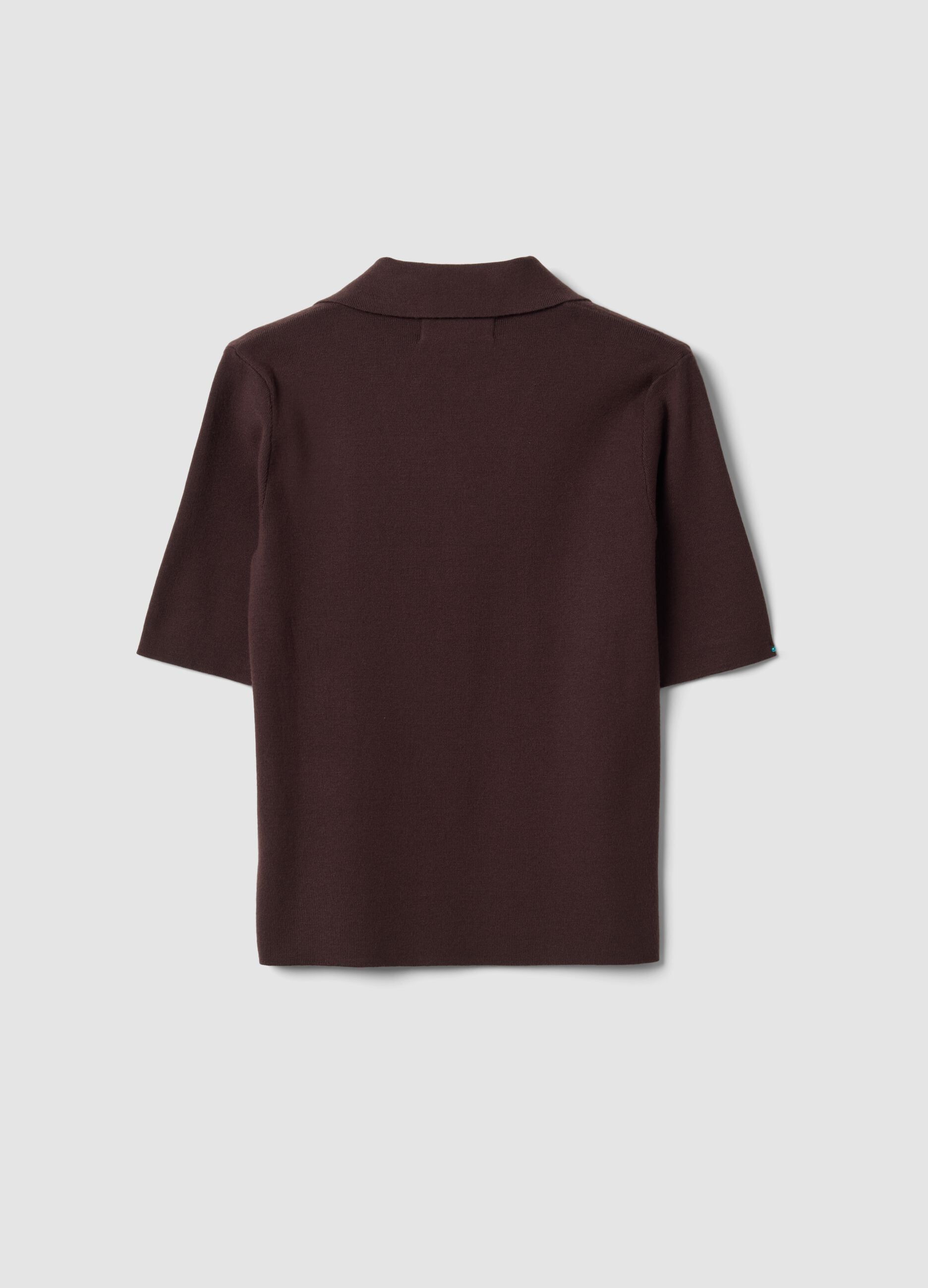 Brauner Polo-Pullover aus Viskosemix, Regular Fit