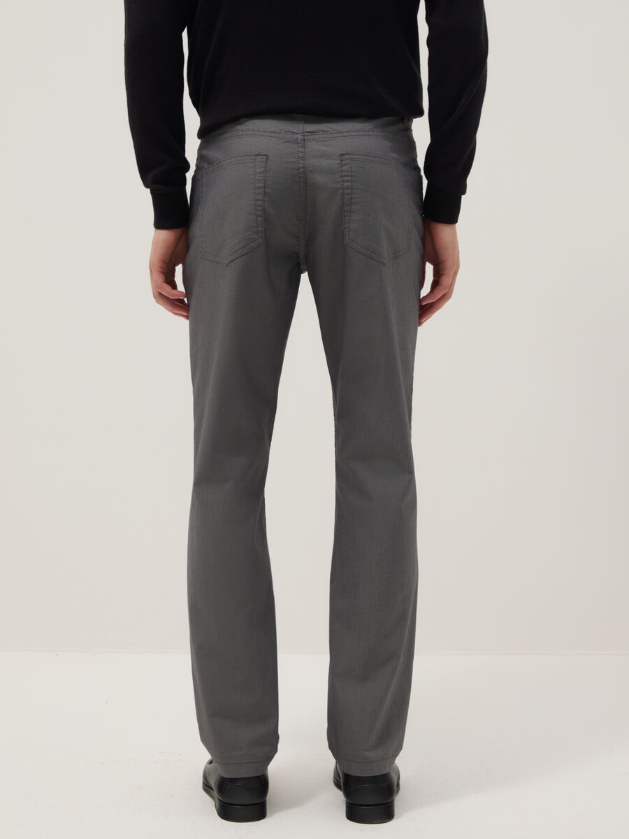 Grey stretch cotton blend slim fit chino trousers_2