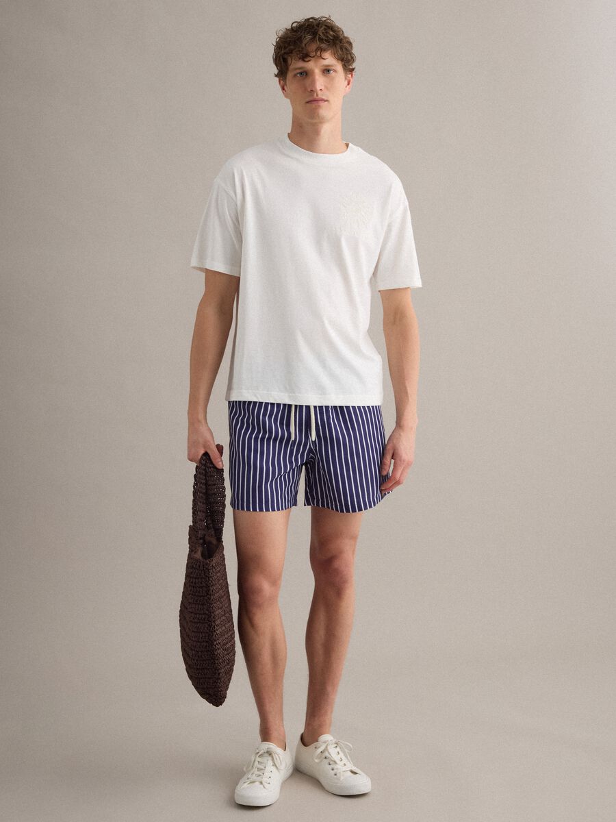 Blue striped swim shorts_0