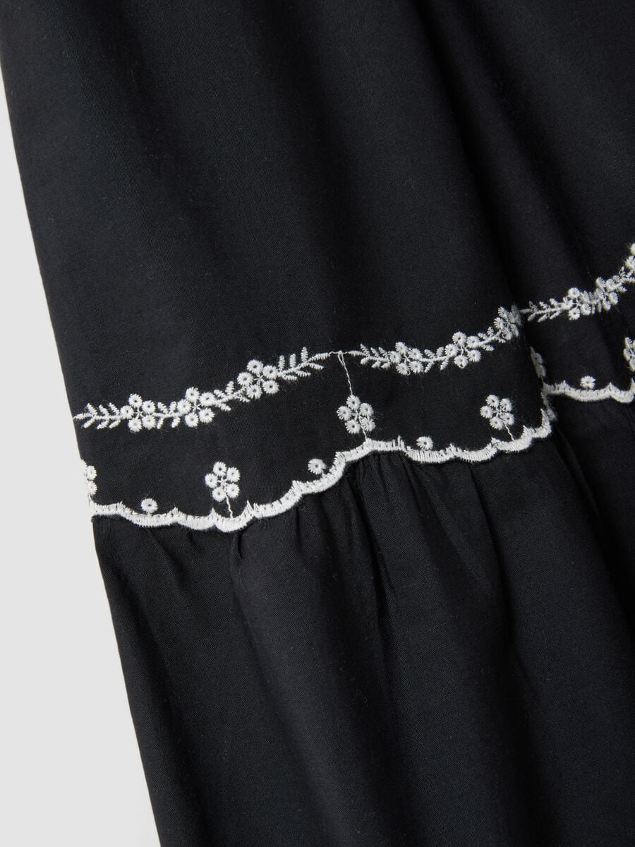 Long blue pure cotton skirt with embroidery_5