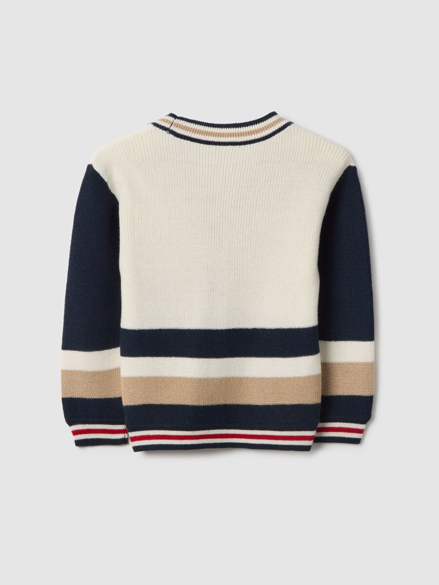 Striped blue and beige cardigan for boys_1