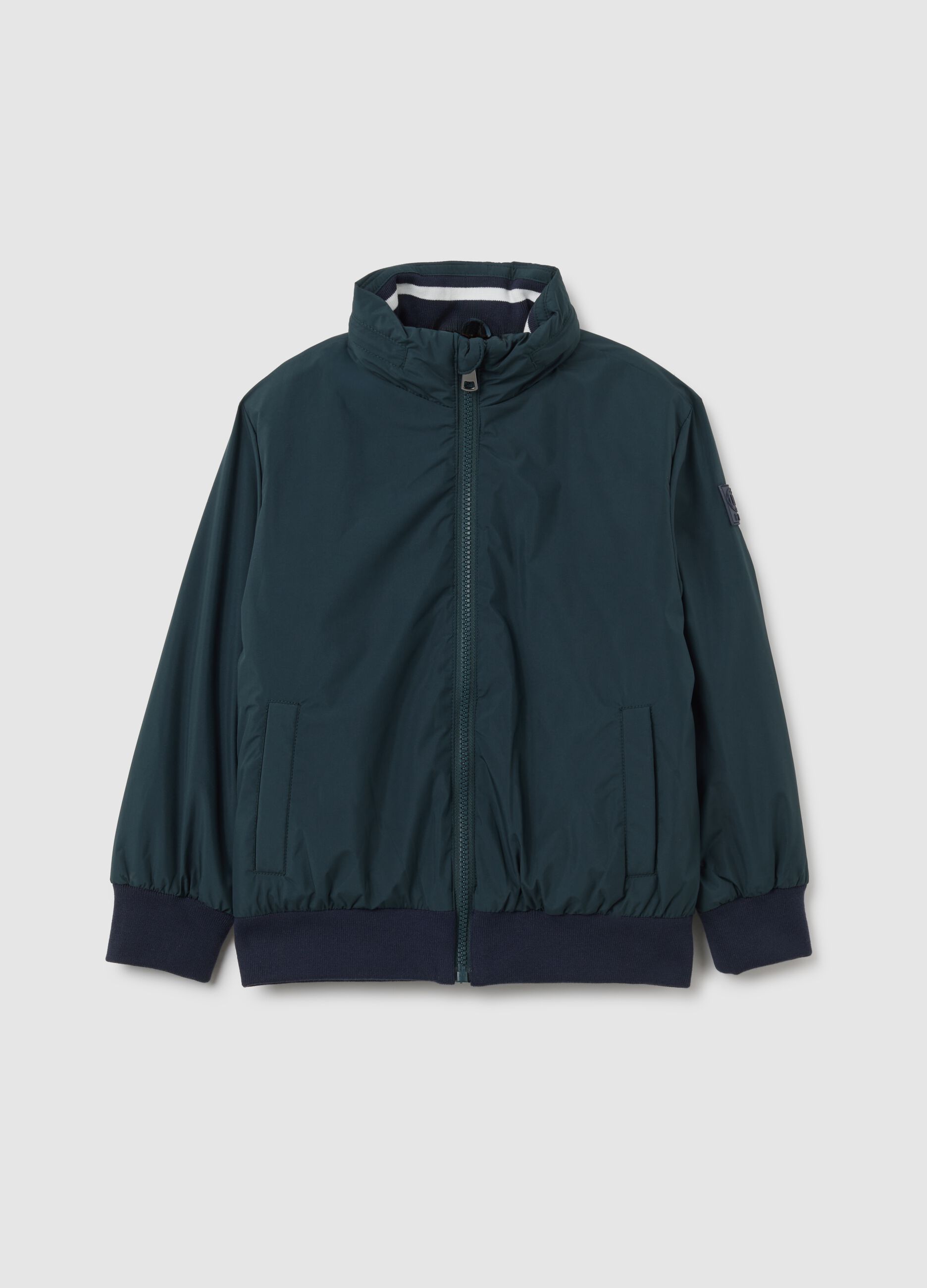 Casaco acolchoado verde para crian&ccedil;as regular fit com fecho e capuz