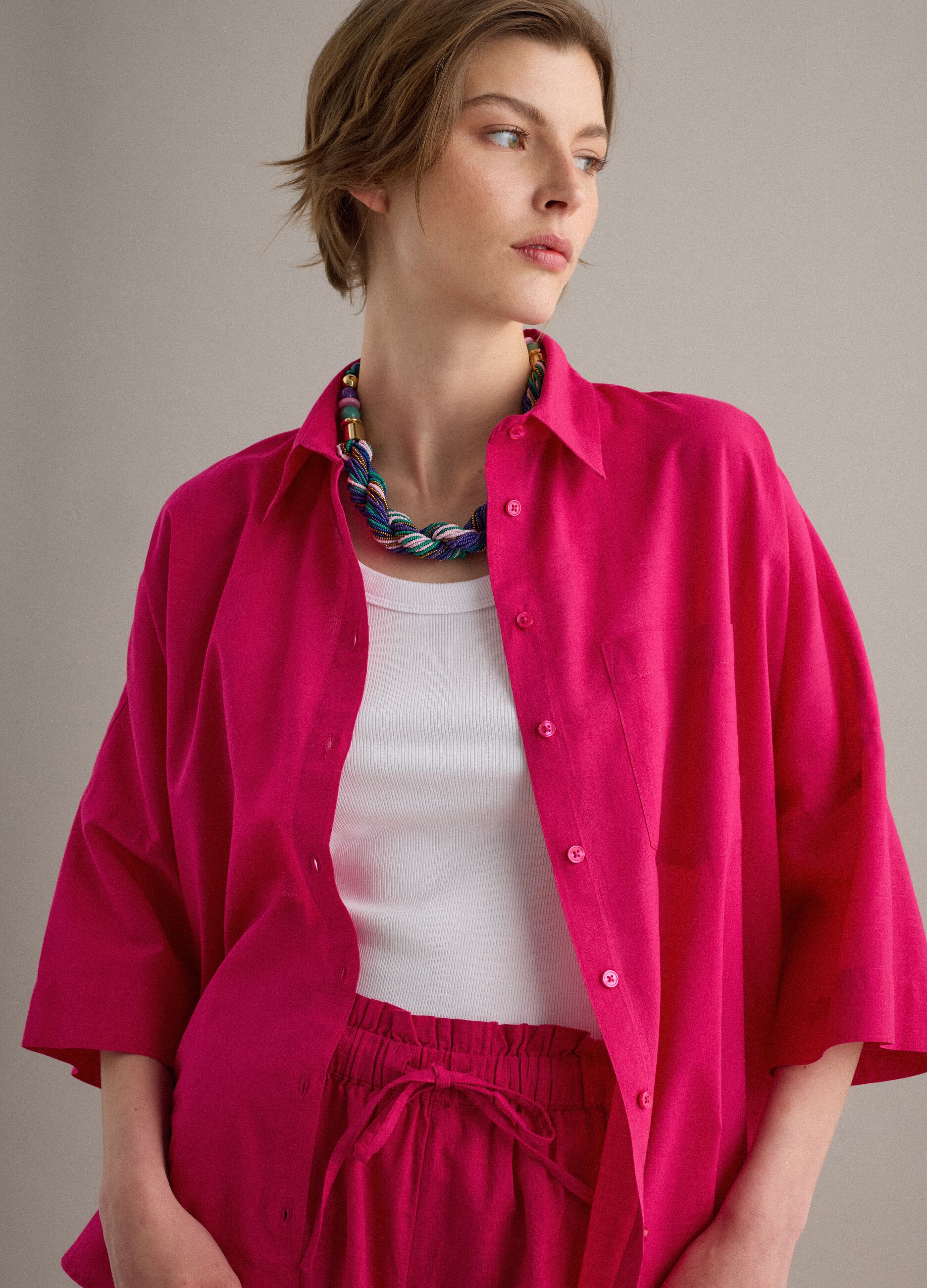 Pink pure cotton oversized shirt