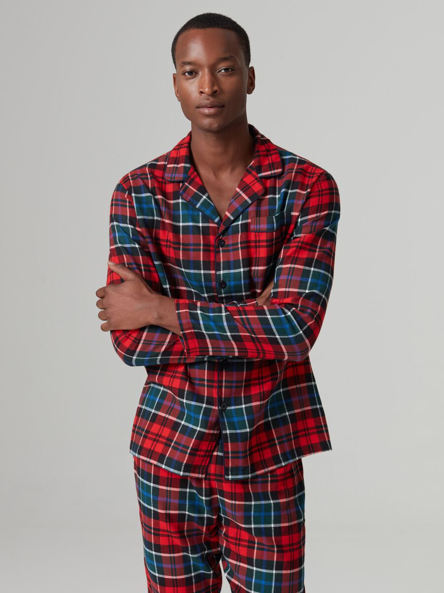 Long pyjamas in flannel with tartan pattern_1
