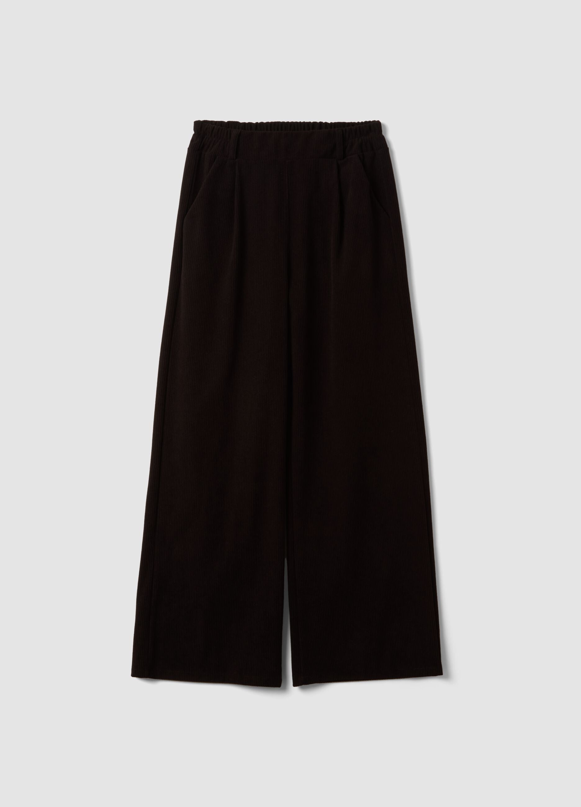 Braune Ripp-Hose mit weitem Bein, Regular Fit