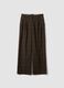 Pantaloni marroni wide leg in viscosa elasticizzata a quadri_4