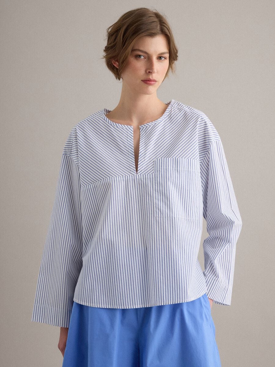 Multicolour striped pure cotton shirt regular fit with pocket_1