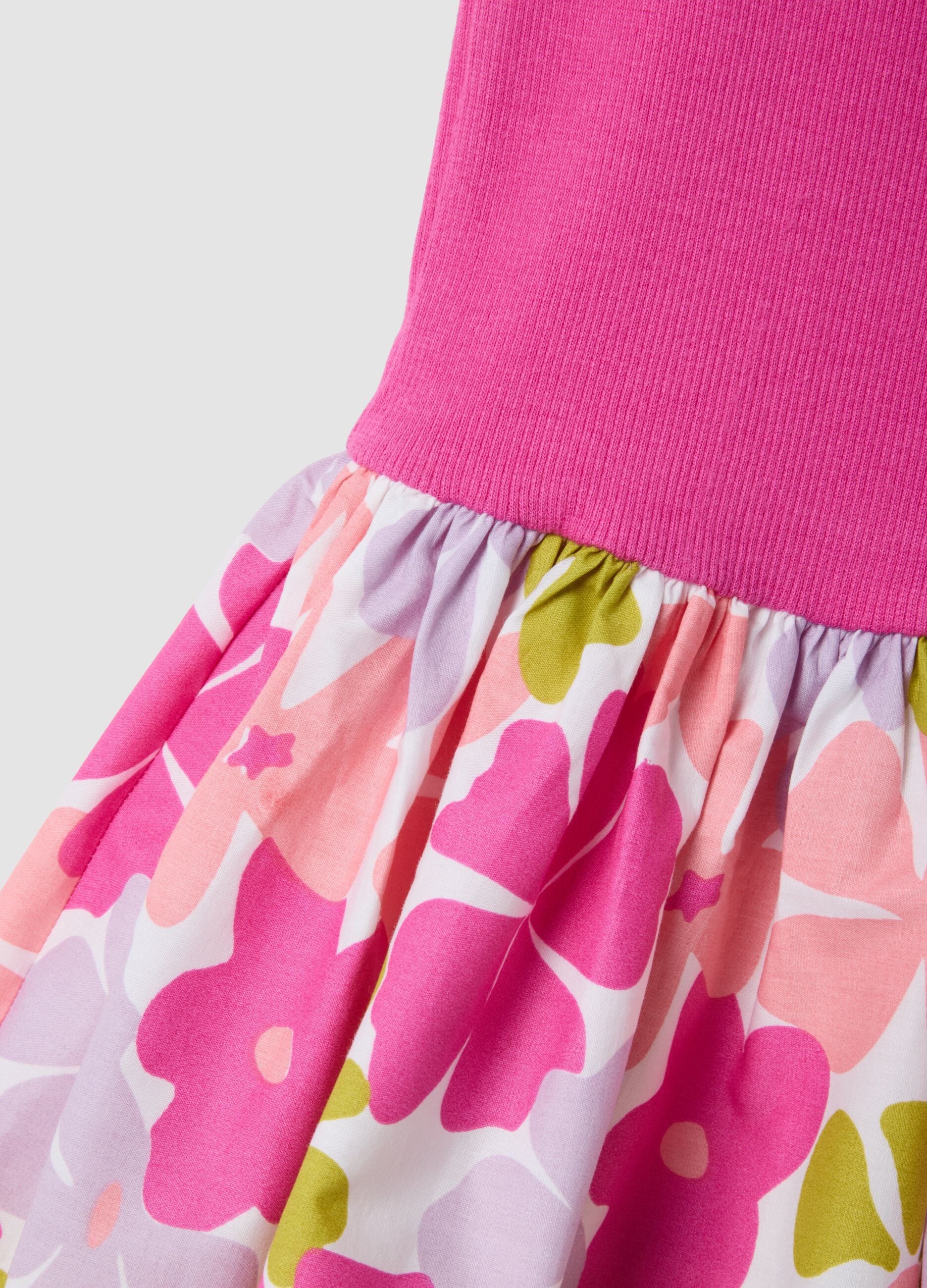 Vestido rosa sem mangas em algod&atilde;o el&aacute;stico