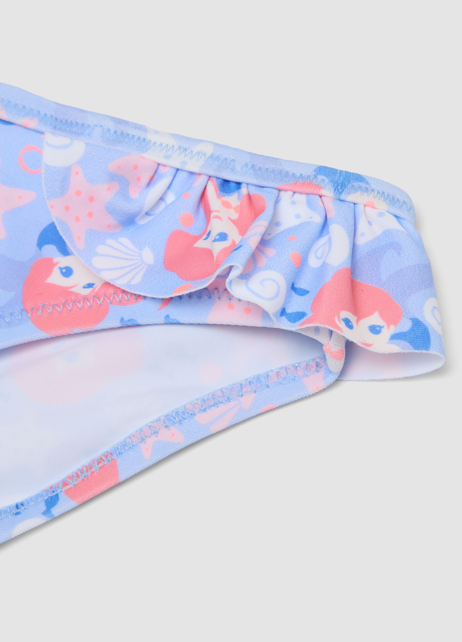 Blaue elastische Badehose mit Volant f&uuml;r Baby-M&auml;dchen