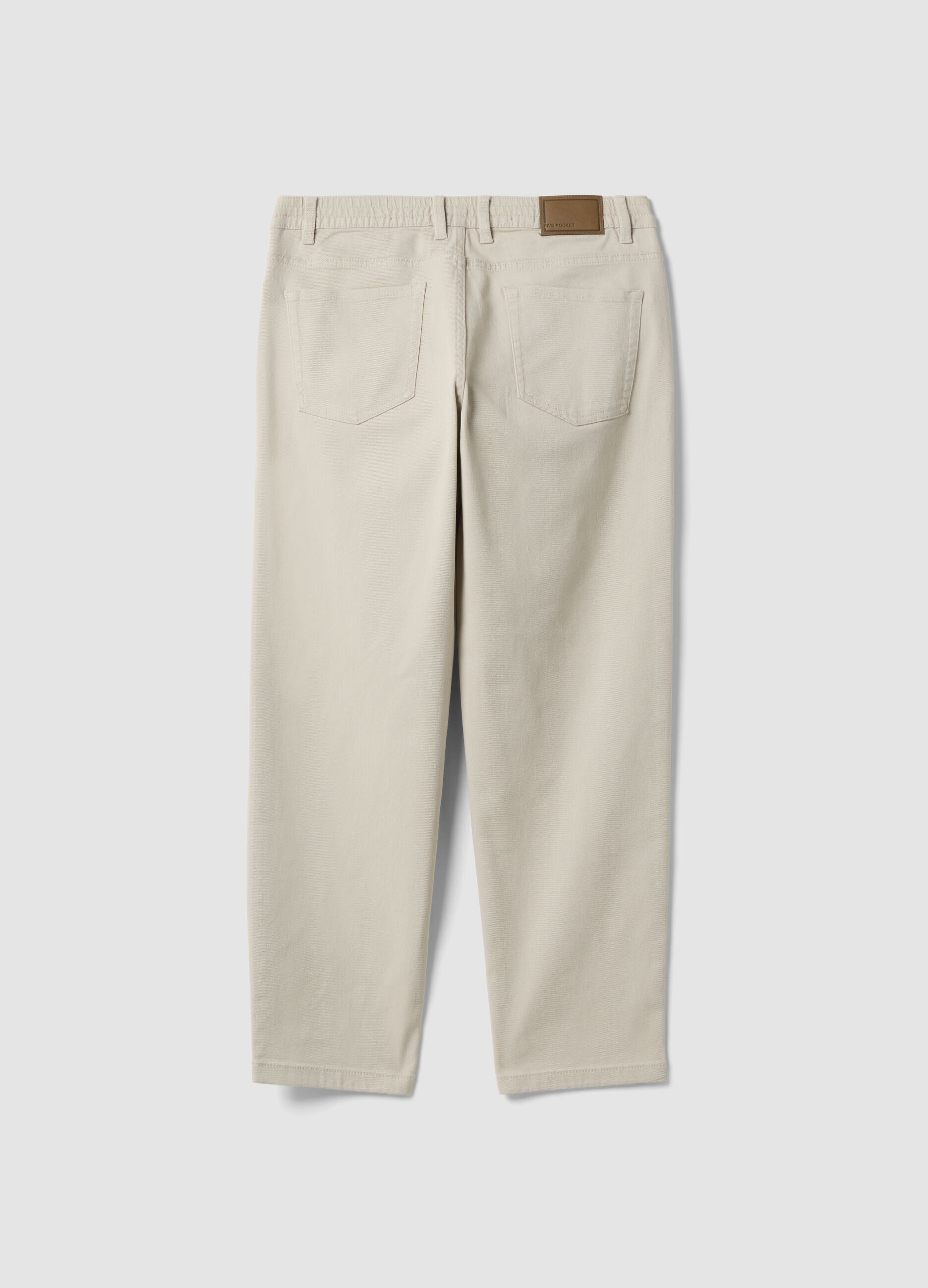 Grey straight-leg stretch cotton twill trousers