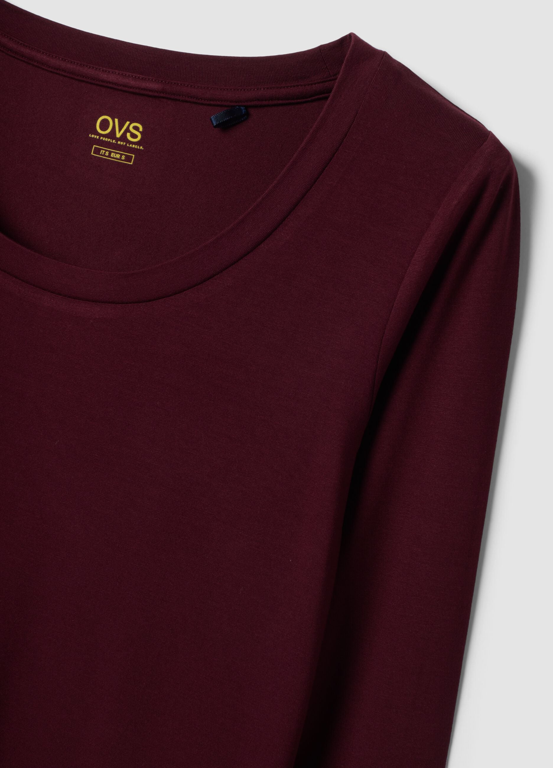 Purple stretch viscose slim-fit crew-neck T-shirt