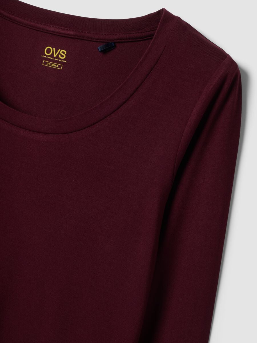 Purple stretch viscose slim-fit crew-neck T-shirt_1