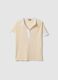 Beige stretchable viscose maternity T-shirt with mandarin collar_4