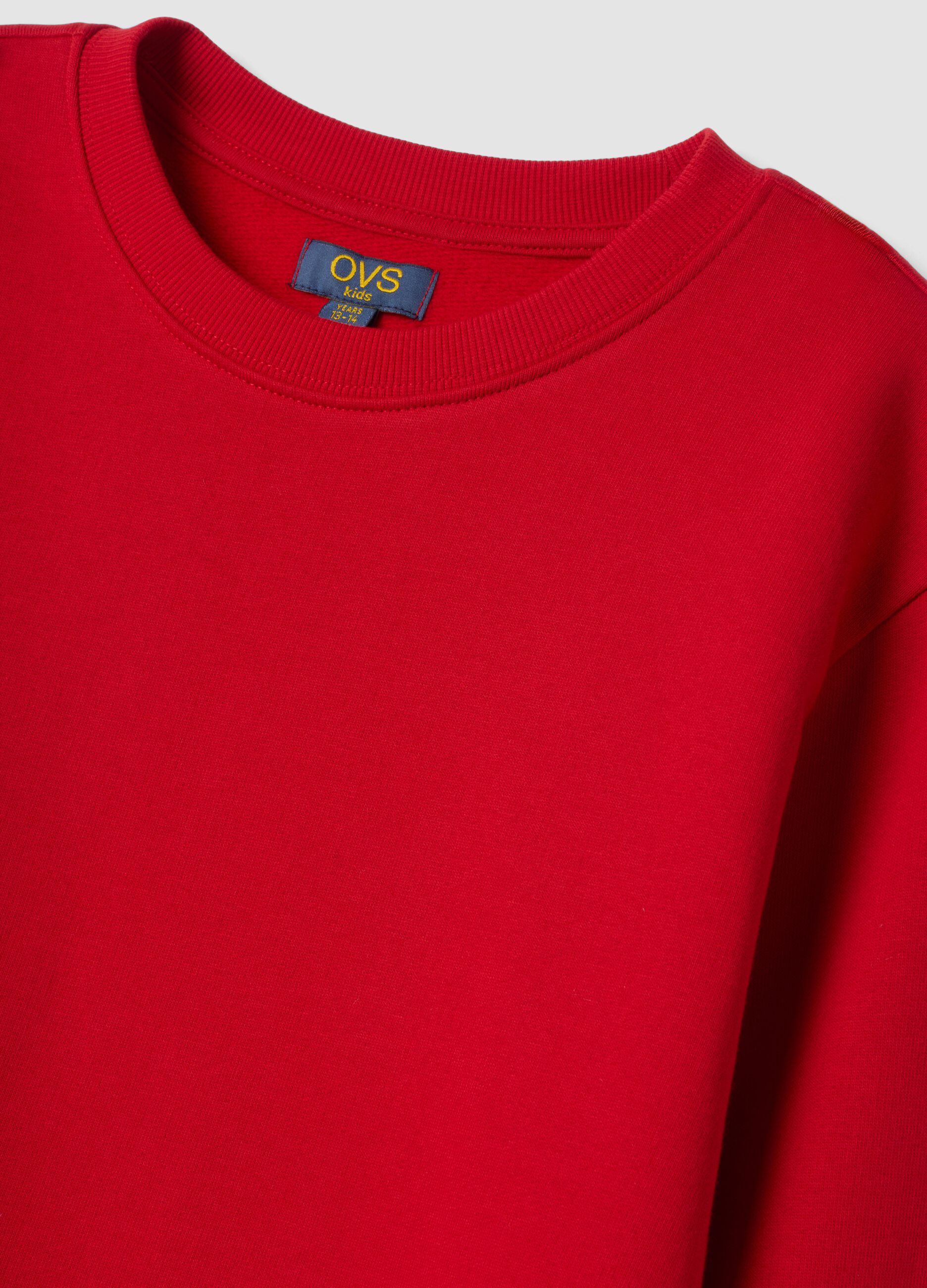 Red crew-neck sweatshirt in 100% cotton