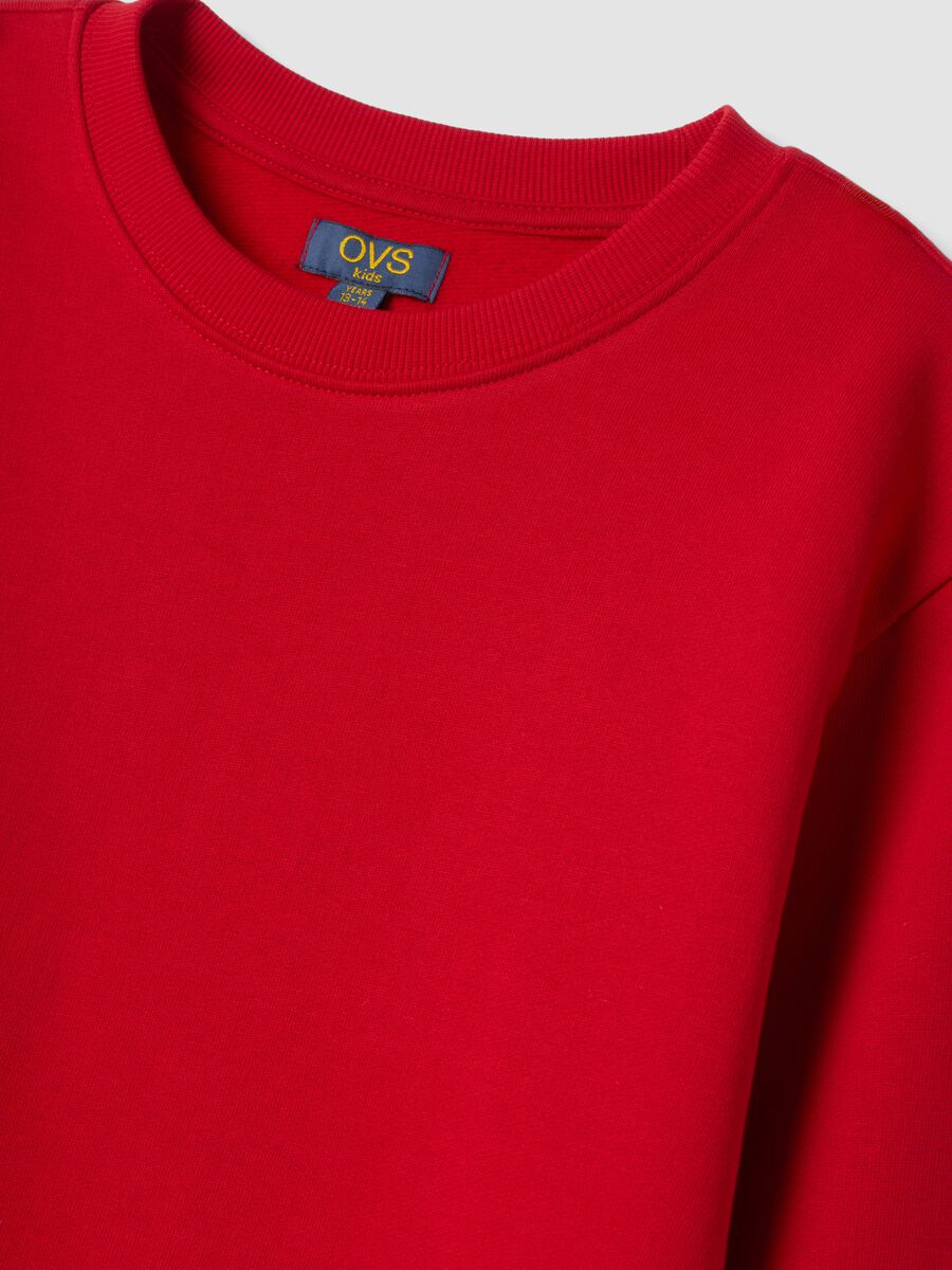 Red crew-neck sweatshirt in 100% cotton_1