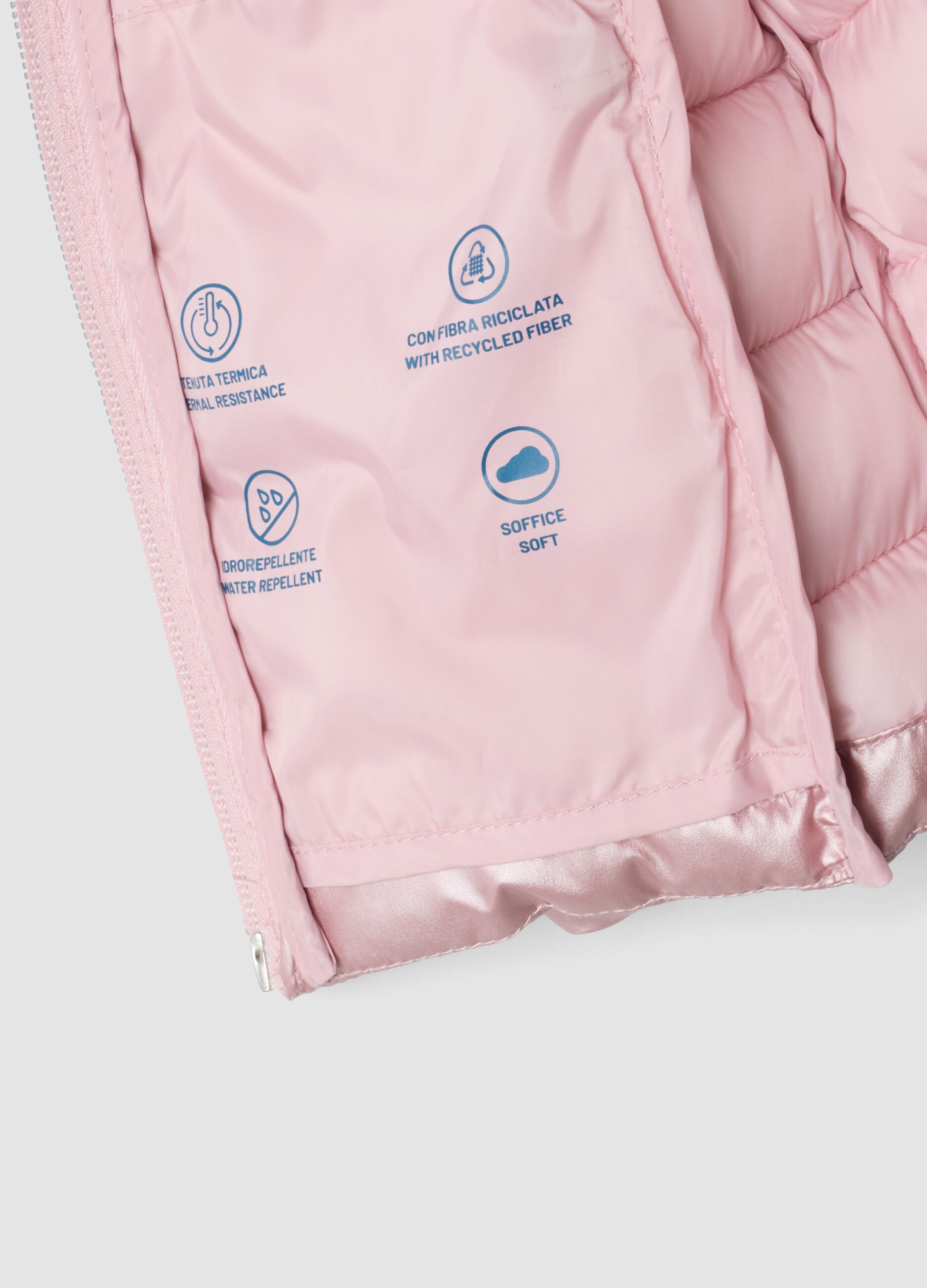Pink Ultralight Hooded Puffer Jacket with Zip for Girls