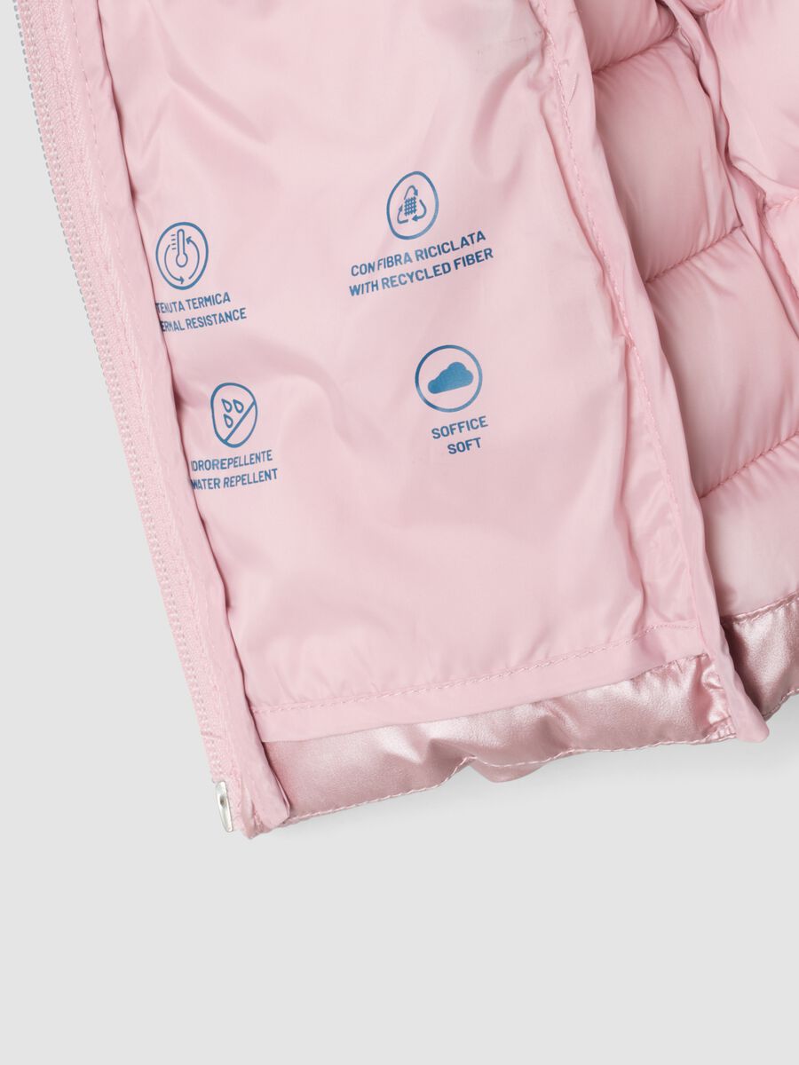 Pink Ultralight Hooded Puffer Jacket with Zip for Girls_3