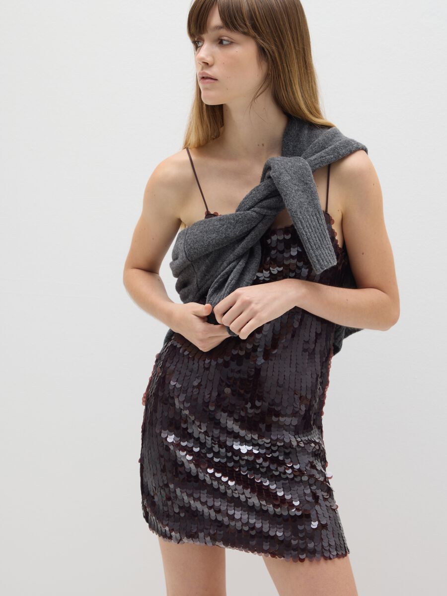 Brown dress with sequins_0