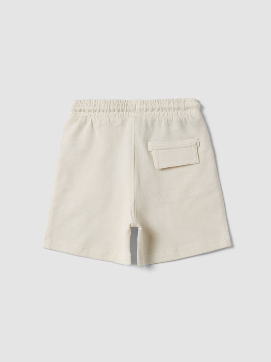 Beige pure cotton shorts with elasticated waist for boys, relaxed fit_1