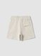 Beige pure cotton shorts with elasticated waist for boys, relaxed fit_1