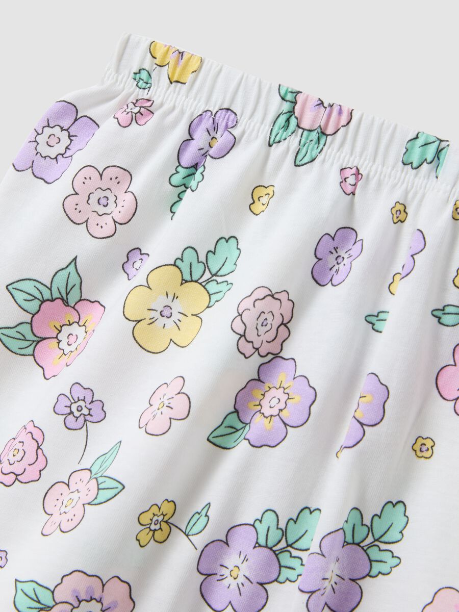 Girls' multicolour pure cotton pyjamas, regular fit with floral design_3