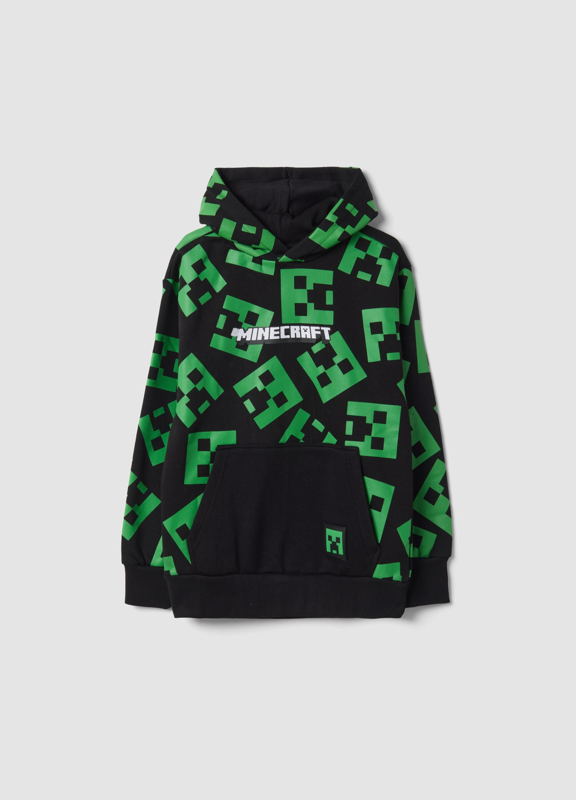 Black Minecraft all-over print cotton-blend oversized hoodie