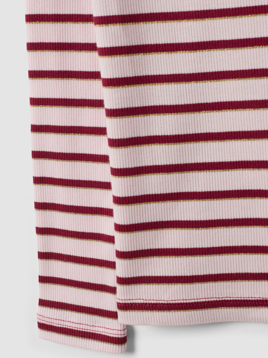 Girls&rsquo; multicolour striped stretch-cotton T-shirt with embroidery_3