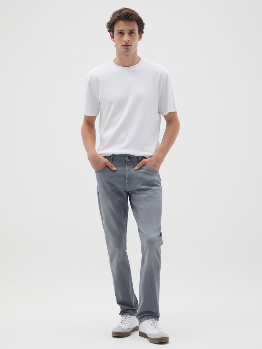 Grey stretchy cotton skinny fit jeans_0