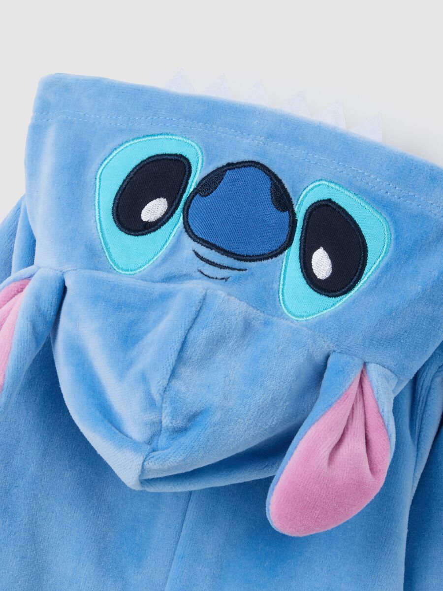 Baby blue cotton blend onesie with hood_3