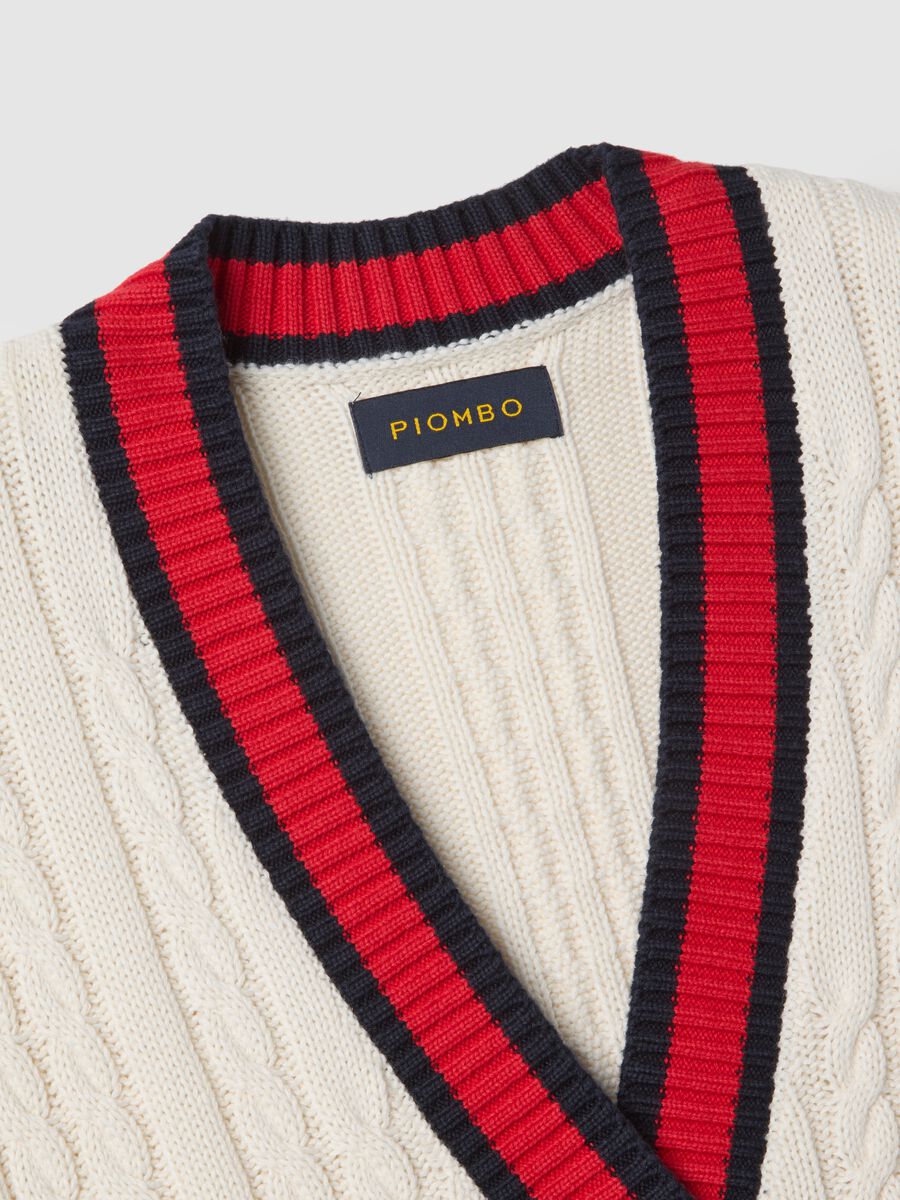 Multicolour pure cotton oversize fit deep V-neck waistcoat_1