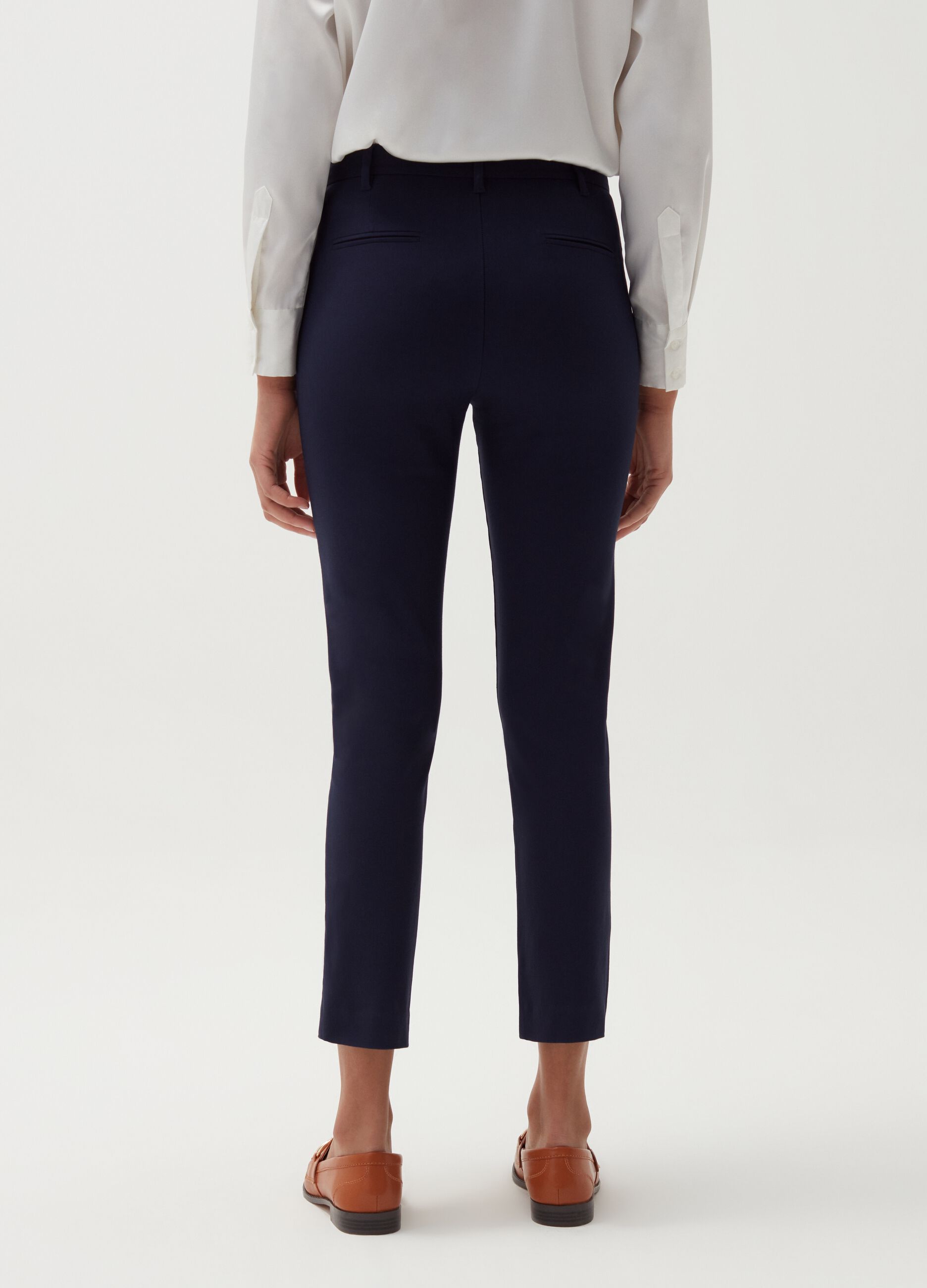 Crop chino trousers in viscose blend