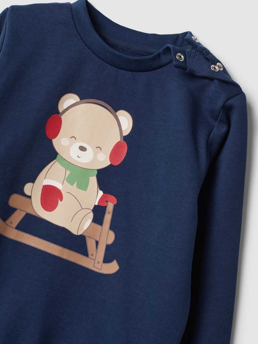 Navy blue pure cotton crew-neck pyjamas_3