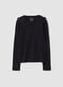 Black crew-neck pure cotton T-shirt with rhinestones, regular fit_0