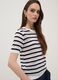 White and blue striped regular-fit openwork viscose-blend T-shirt_0