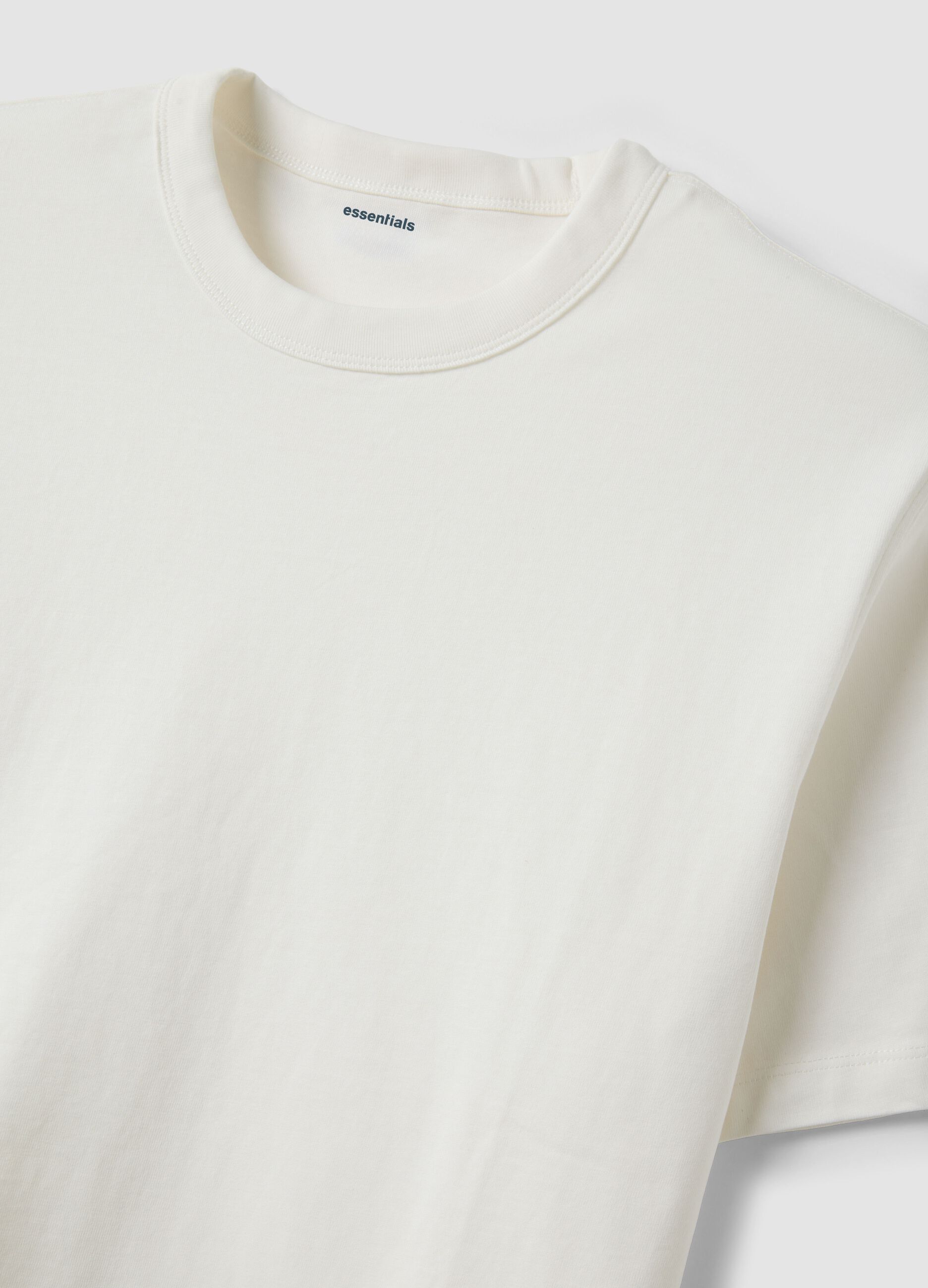 Weisses T-Shirt aus reiner Baumwolle mit Rundhalsausschnitt, Relaxed Fit