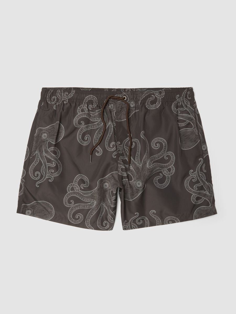 Braune Badeshorts mit Allover-Print_5