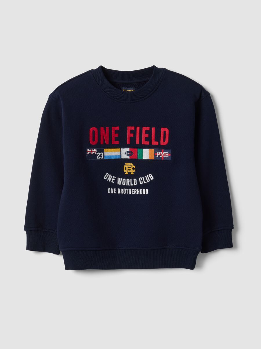 Blue oversized sweatshirt in pure organic cotton with print_0