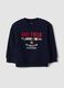 Sweatshirt oversize azul em puro algod&atilde;o org&acirc;nico com estampado_0