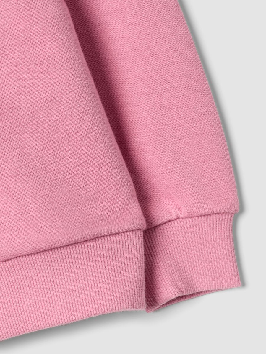Pink hooded sweatshirt in pure organic cotton with star, regular fit, for baby girl_3