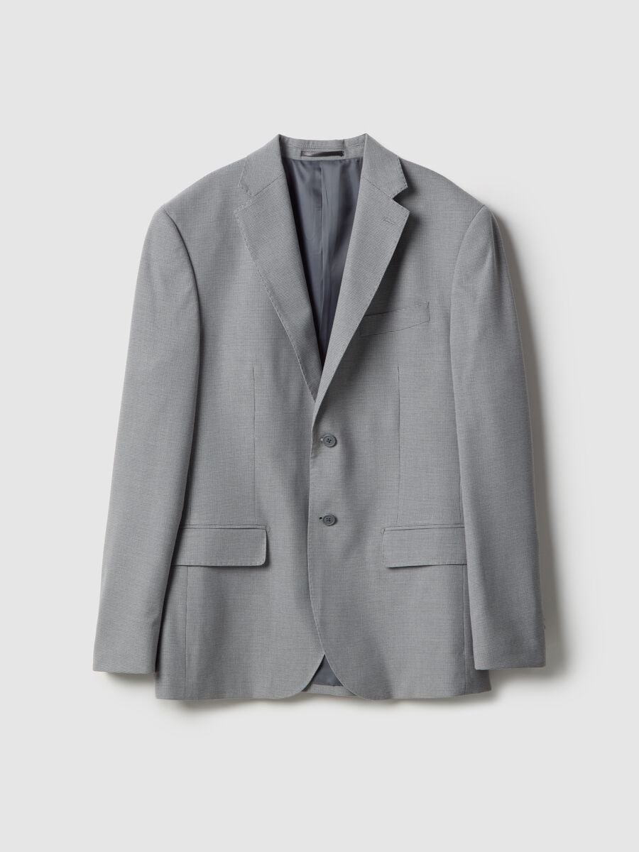 Grey single-breasted blazer with regular fit micro-checks_4