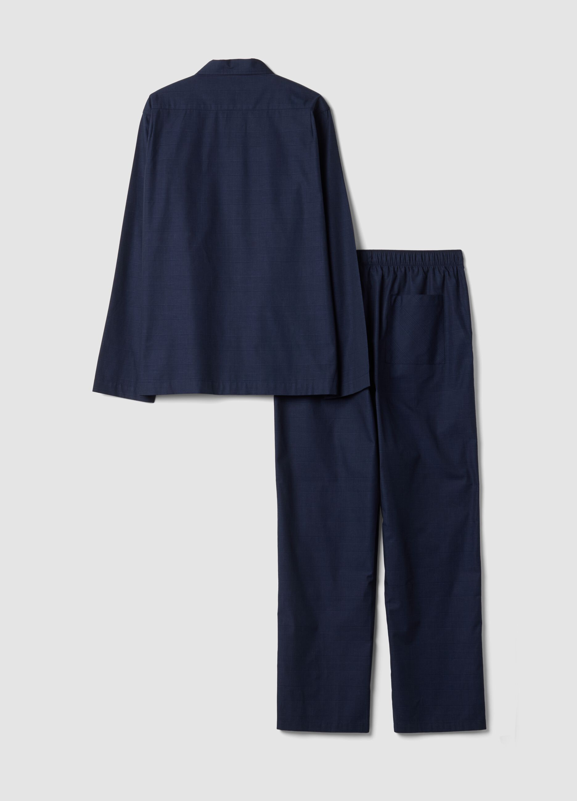 Blue pure organic cotton pyjamas with collar
