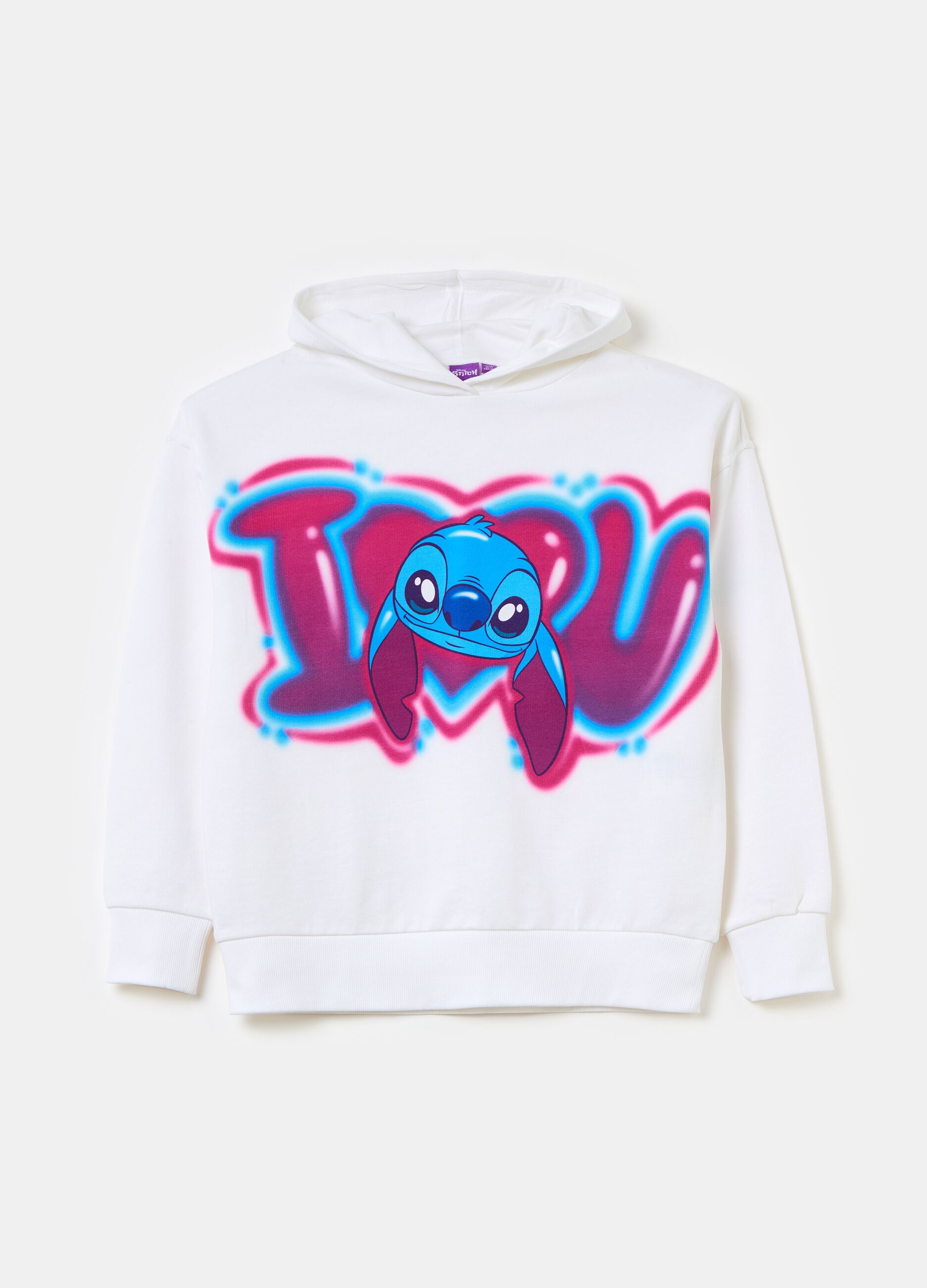 Sweatshirt with hood and Stitch print