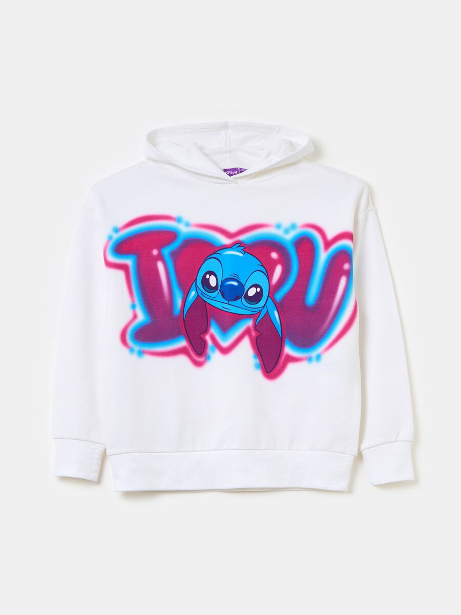 Sweatshirt with hood and Stitch print_0